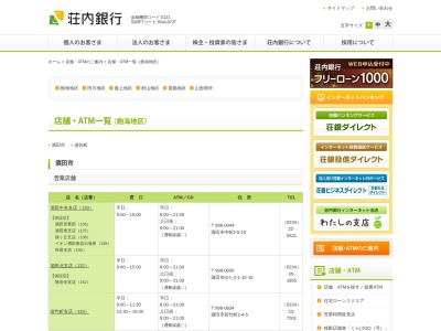 荘内銀行 ヤマザワ旭新町店 ATMのクチコミ・評判とホームページ