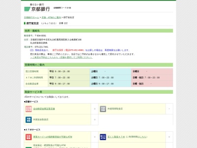 京都銀行府庁前支店(京都府京都市中京区丸太町西洞院東入梅屋166)