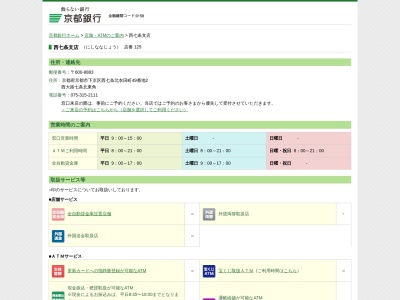 京都銀行西七条支店(京都府京都市下京区西七条北衣田町49-2)