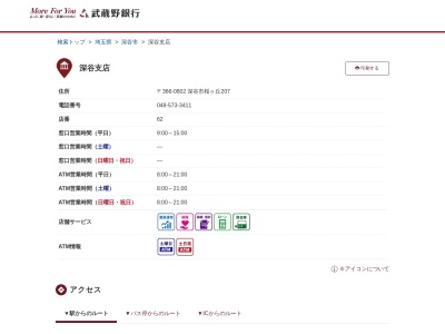 武蔵野銀行深谷支店(埼玉県深谷市桜ケ丘207)