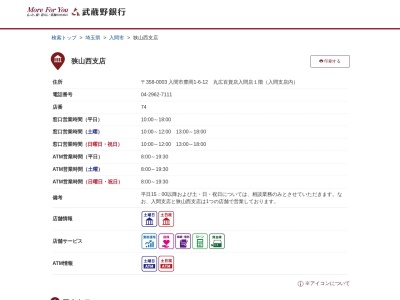 武蔵野銀行入間支店(埼玉県入間市豊岡1-6-12)