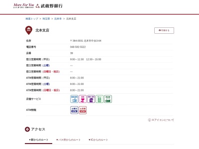 武蔵野銀行北本支店(埼玉県北本市中央3-64)
