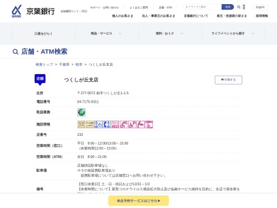京葉銀行つくしが丘支店(千葉県柏市つくしが丘1-1-5)