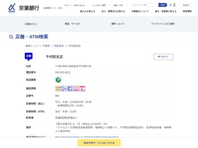 京葉銀行千代田支店(千葉県四街道市千代田5-35)