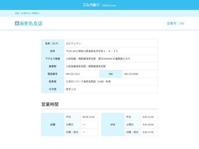 スルガ銀行海老名支店(神奈川県海老名市中央1-4-35)