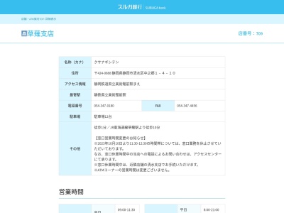 スルガ銀行草薙支店(静岡県静岡市清水区中之郷1-4-10)