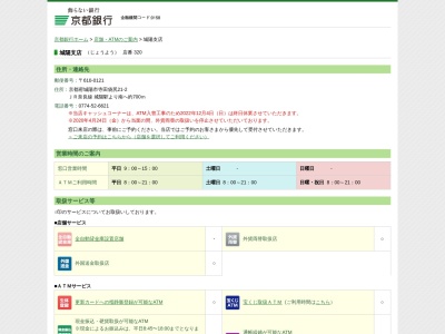 京都銀行城陽支店(京都府城陽市寺田袋尻21-2)