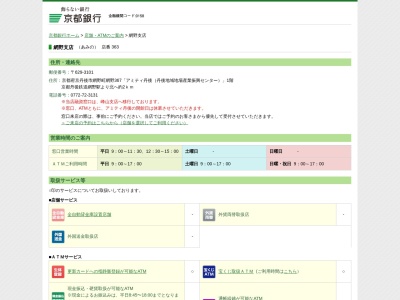 京都銀行網野支店(京都府京丹後市網野町網野367)
