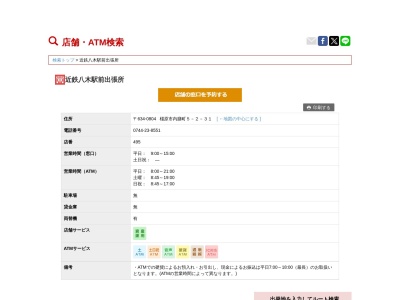 南都銀行近鉄八木駅前出張所(奈良県橿原市内膳町5-2-32)