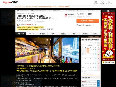 LUXURY KARAOKE&BAR PALACE-パレス- 渋谷駅前店(東京都渋谷区渋谷1-25-6 渋谷パークサイド共同ビル4F)