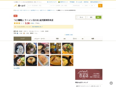 つけ麺職人 ラーメン日の出 金沢新神田本店のクチコミ・評判とホームページ